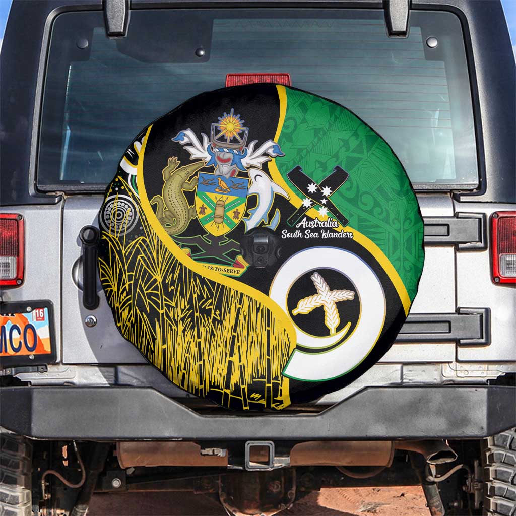 Australian South Sea Islanders National Recognition Day Spare Tire Cover Solomon Islands And Vanuatu Culture LT14 Black - Polynesian Pride