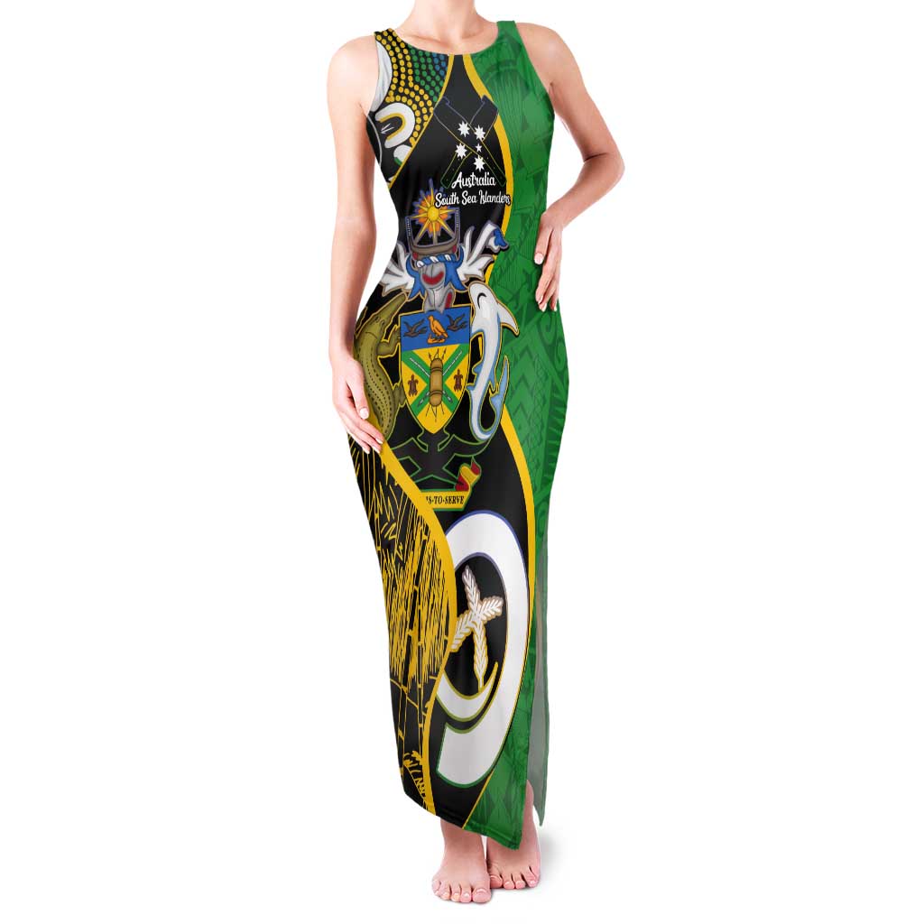 Australian South Sea Islanders National Recognition Day Tank Maxi Dress Solomon Islands And Vanuatu Culture LT14 Women Black - Polynesian Pride