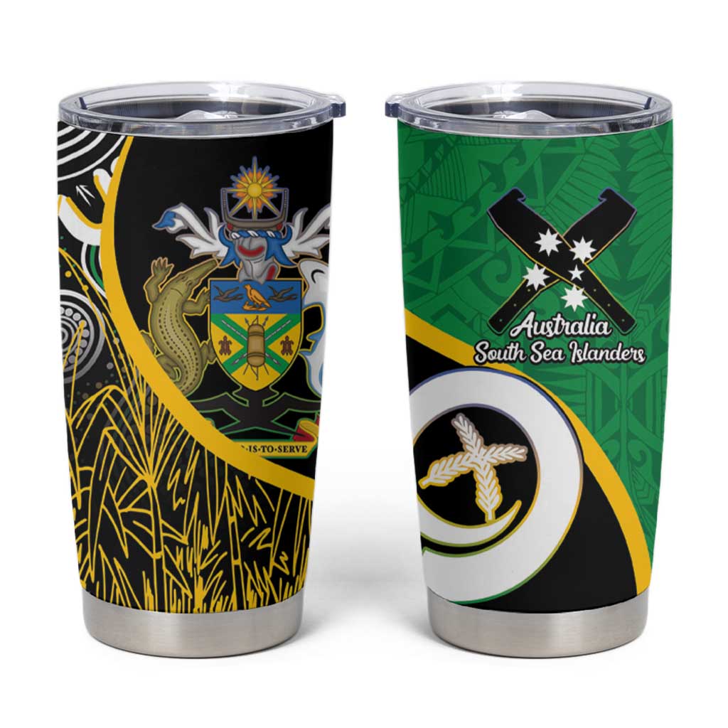 Australian South Sea Islanders National Recognition Day Tumbler Cup Solomon Islands And Vanuatu Culture LT14 Black - Polynesian Pride