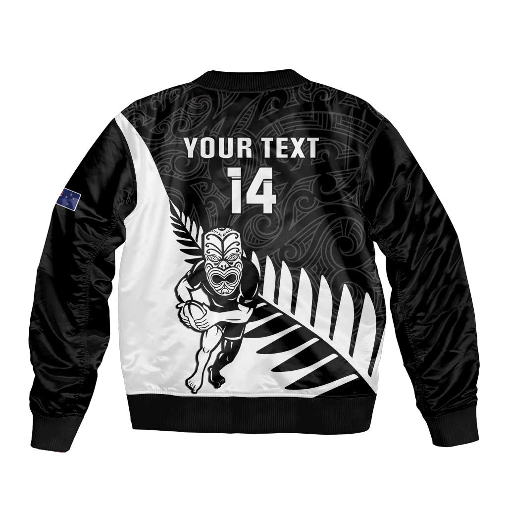 Personalised New Zealand Silver Fern Rugby Bomber Jacket All Black Go Champions Maori Pattern LT14
