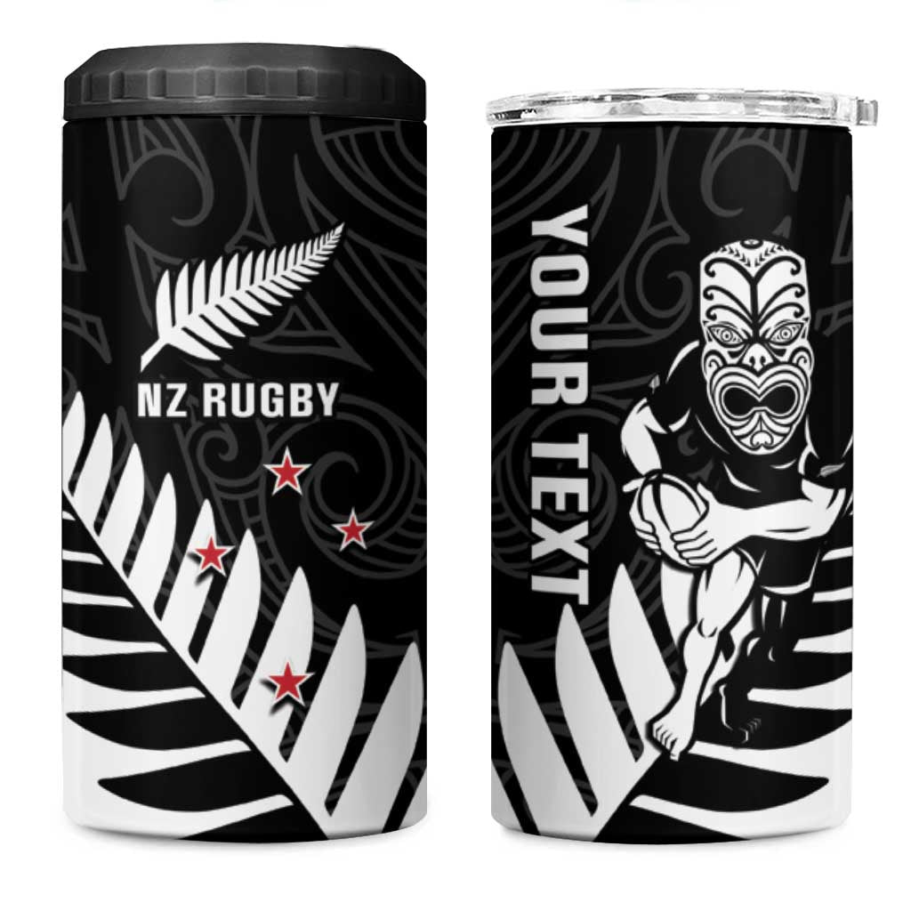 New Zealand Silver Fern Rugby 4 in 1 Can Cooler Tumbler All Black Go Champions Maori Pattern LT14 One Size: 16 oz Black - Polynesian Pride