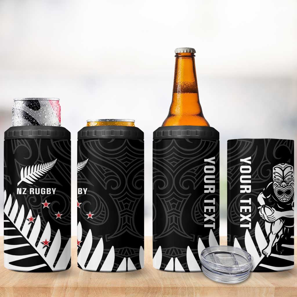New Zealand Silver Fern Rugby 4 in 1 Can Cooler Tumbler All Black Go Champions Maori Pattern LT14 - Polynesian Pride