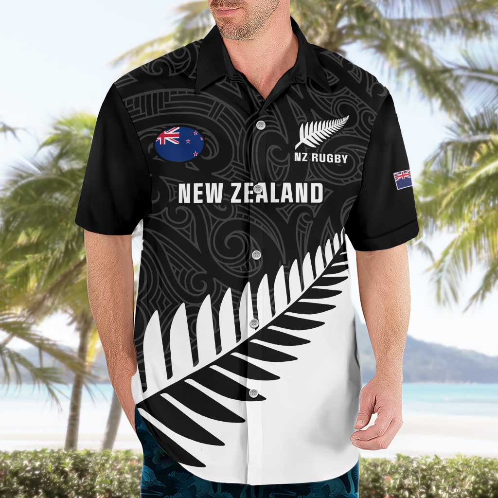 Personalised New Zealand Silver Fern Rugby Hawaiian Shirt All Black Go Champions Maori Pattern LT14 - Polynesian Pride