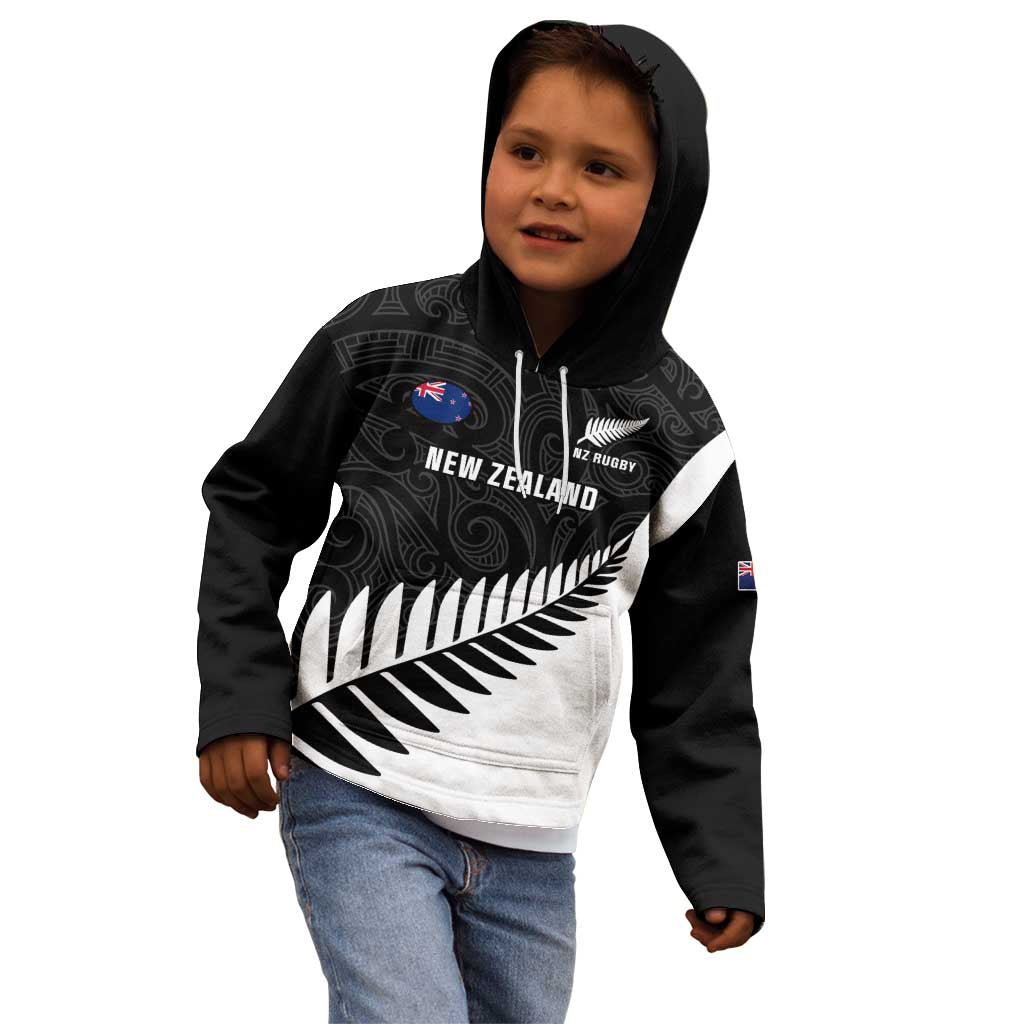 Personalised New Zealand Silver Fern Rugby Kid Hoodie All Black Go Champions Maori Pattern LT14 - Polynesian Pride
