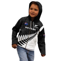 Personalised New Zealand Silver Fern Rugby Kid Hoodie All Black Go Champions Maori Pattern LT14 - Polynesian Pride