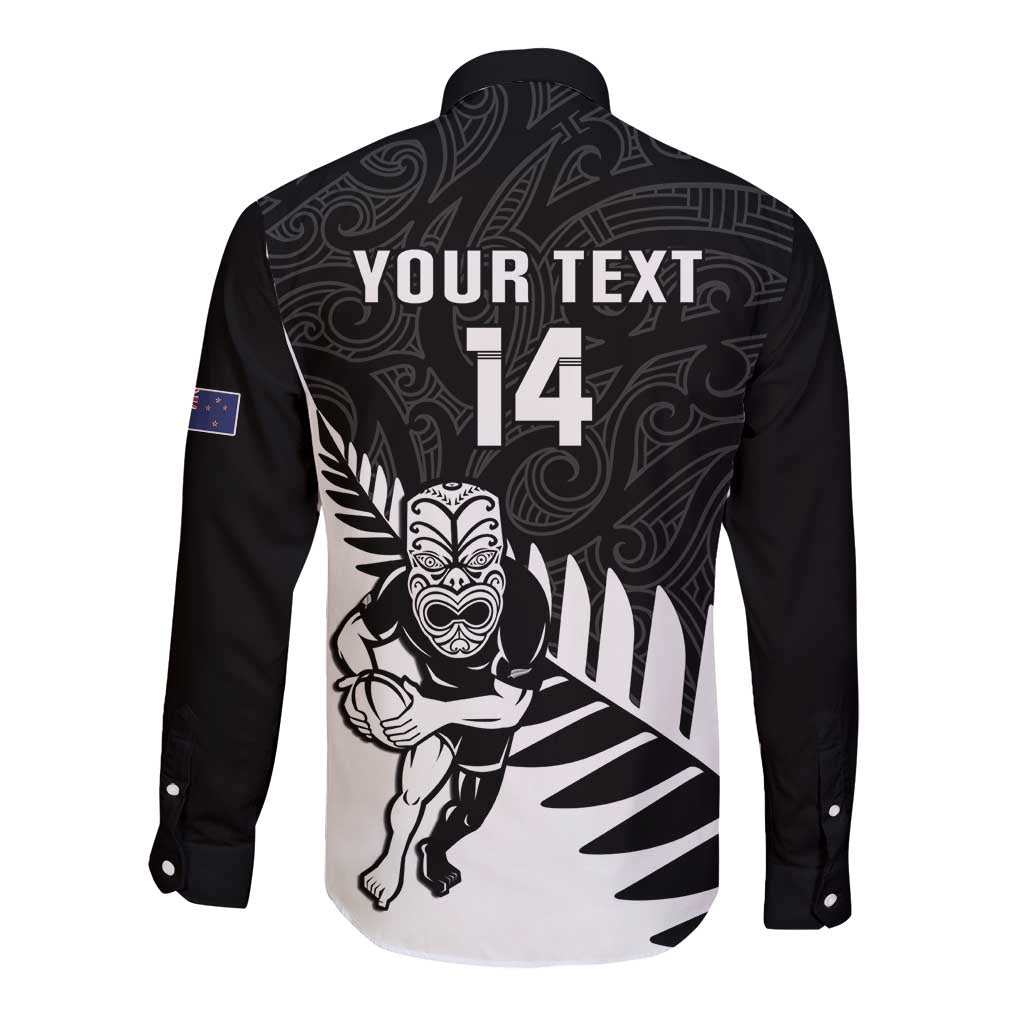 Personalised New Zealand Silver Fern Rugby Long Sleeve Button Shirt All Black Go Champions Maori Pattern LT14 - Polynesian Pride