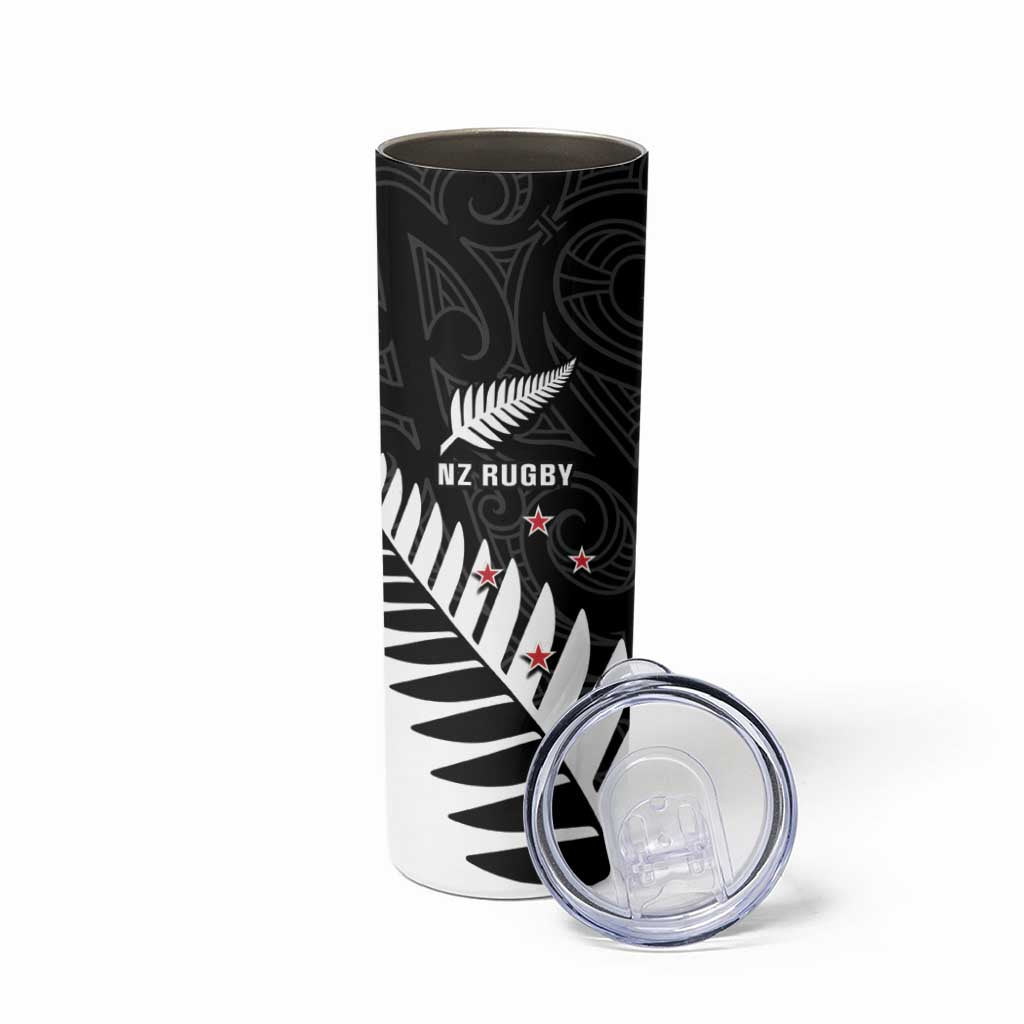 New Zealand Silver Fern Rugby Skinny Tumbler All Black Go Champions Maori Pattern LT14 - Polynesian Pride