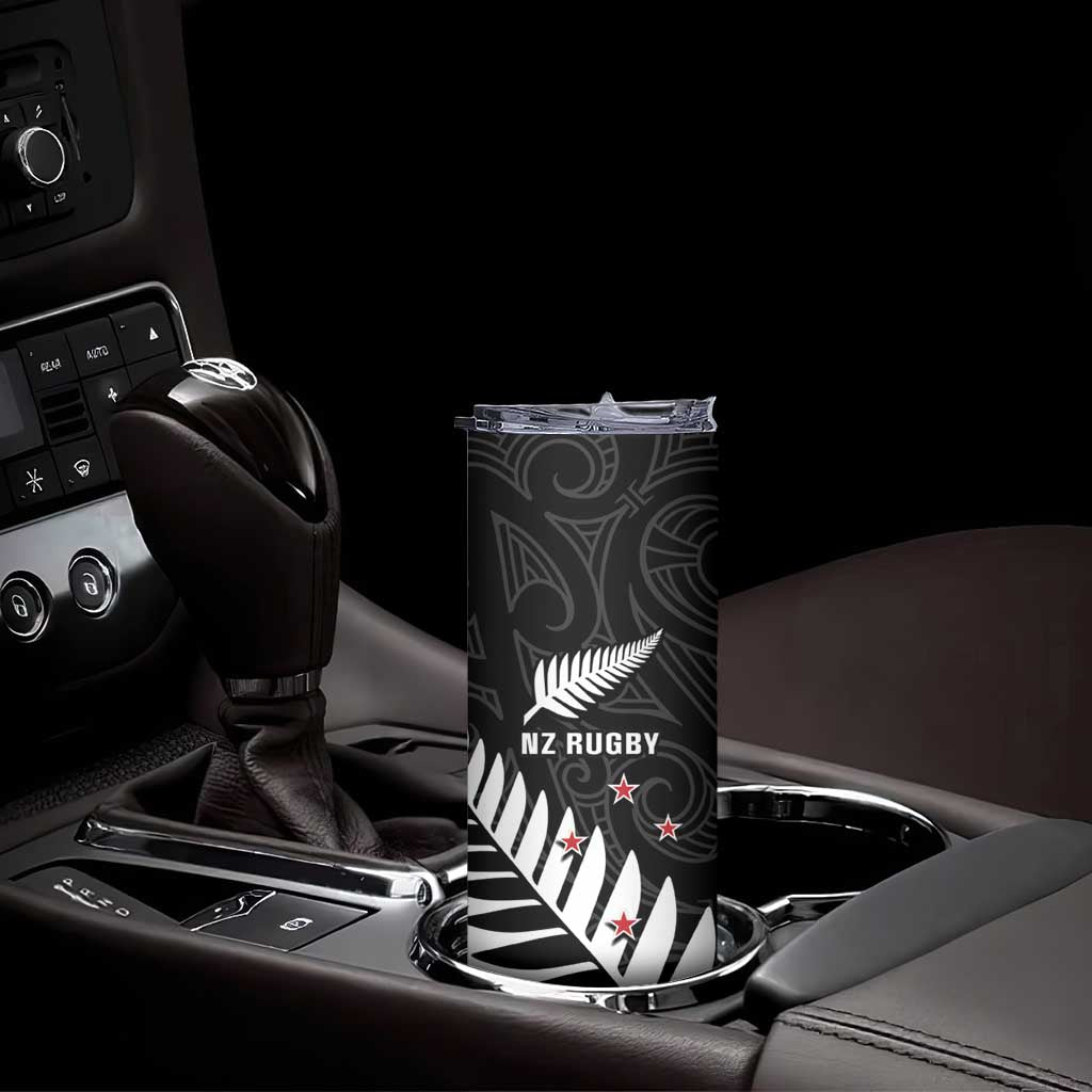 New Zealand Silver Fern Rugby Skinny Tumbler All Black Go Champions Maori Pattern LT14 - Polynesian Pride