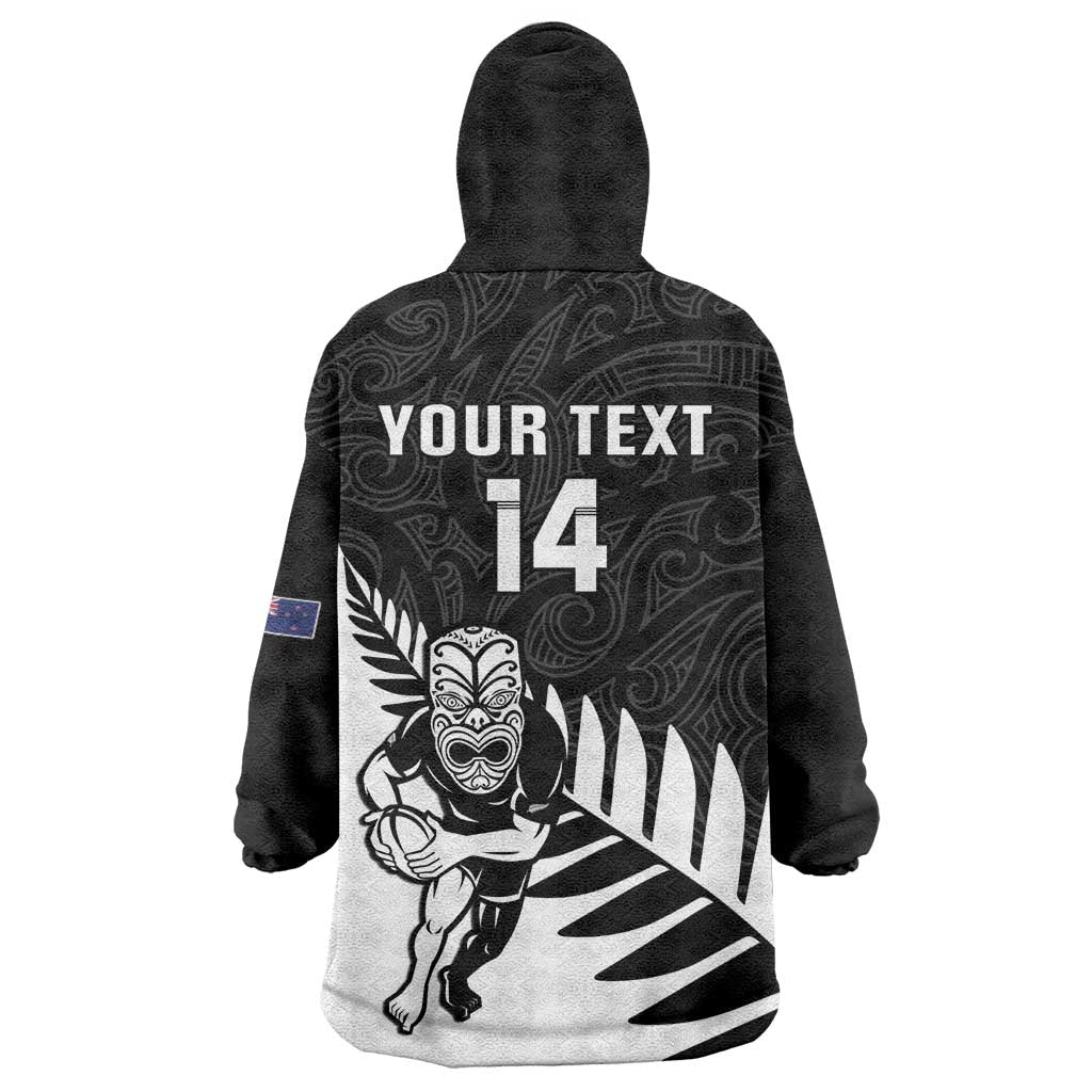 Personalised New Zealand Silver Fern Rugby Wearable Blanket Hoodie All Black Go Champions Maori Pattern LT14 - Polynesian Pride