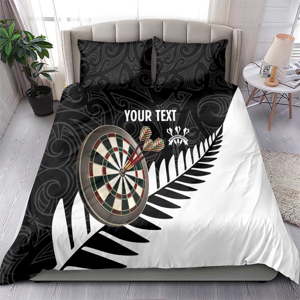 Personalised New Zealand Darts Bedding Set Silver Fern Aotearoa Maori Pattern - Polynesian Pride