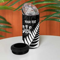 Personalised New Zealand Darts 4 in 1 Can Cooler Tumbler Silver Fern Aotearoa Maori Pattern LT14 - Polynesian Pride