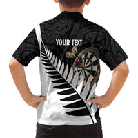 Personalised New Zealand Darts Family Matching Long Sleeve Bodycon Dress and Hawaiian Shirt Silver Fern Aotearoa Maori Pattern LT14 - Polynesian Pride