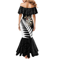 Personalised New Zealand Darts Family Matching Mermaid Dress and Hawaiian Shirt Silver Fern Aotearoa Maori Pattern LT14 - Polynesian Pride