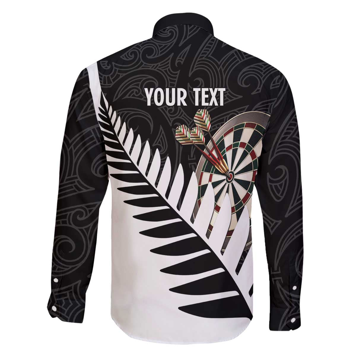 Personalised New Zealand Darts Family Matching Off The Shoulder Long Sleeve Dress and Hawaiian Shirt Silver Fern Aotearoa Maori Pattern LT14 - Polynesian Pride