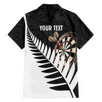 Personalised New Zealand Darts Family Matching Off Shoulder Short Dress and Hawaiian Shirt Silver Fern Aotearoa Maori Pattern LT14 - Polynesian Pride