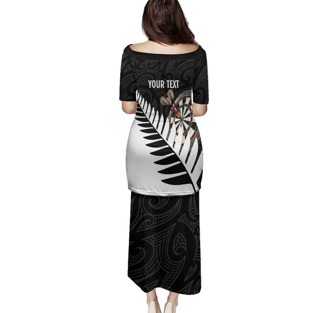 Personalised New Zealand Darts Family Matching Puletasi and Hawaiian Shirt Silver Fern Aotearoa Maori Pattern LT14 - Polynesian Pride