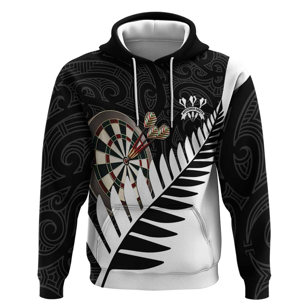 Personalised New Zealand Darts Hoodie Silver Fern Aotearoa Maori Pattern - Polynesian Pride