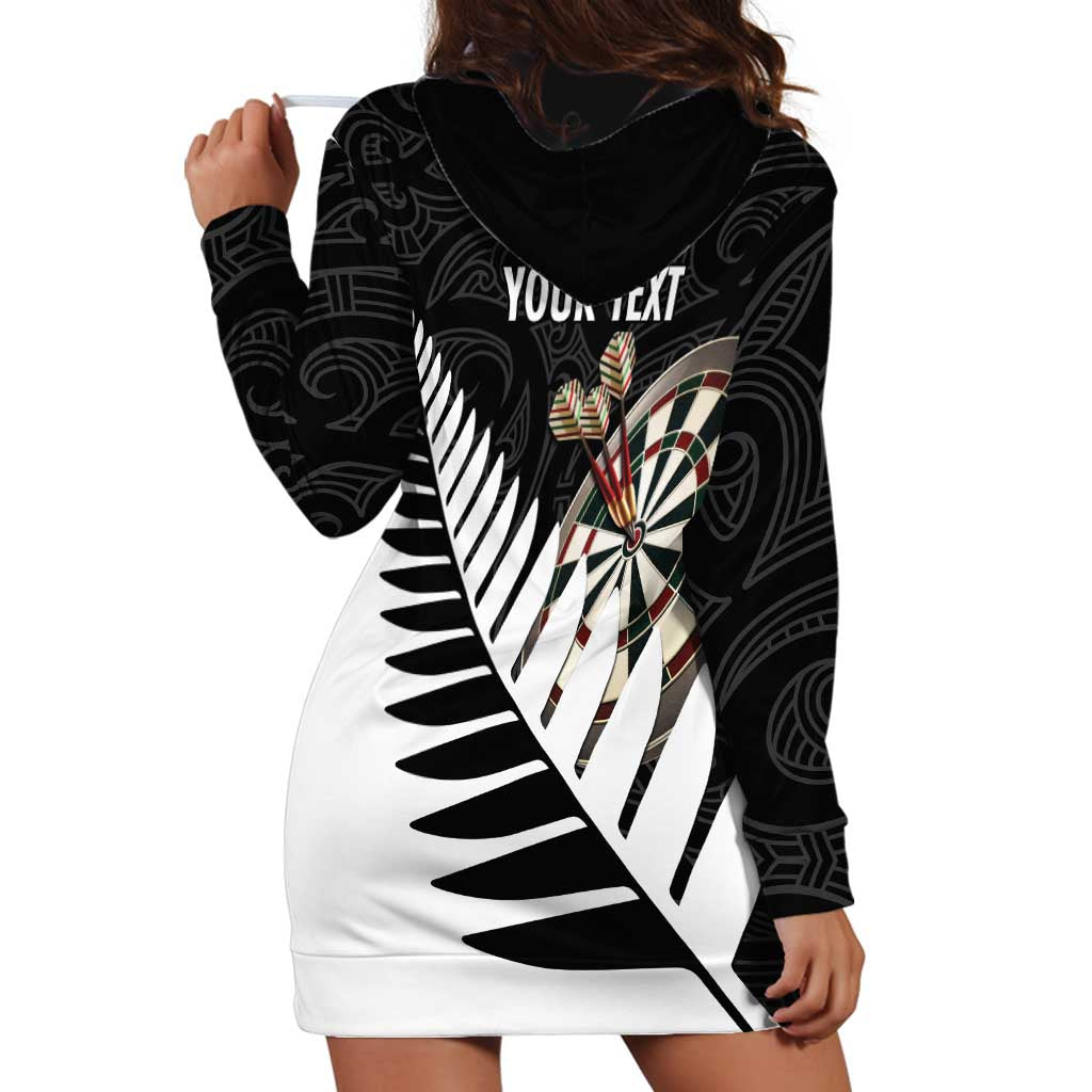 Personalised New Zealand Darts Hoodie Dress Silver Fern Aotearoa Maori Pattern LT14 - Polynesian Pride