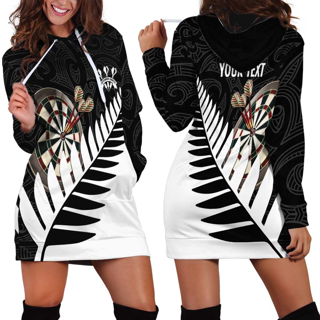 Personalised New Zealand Darts Hoodie Dress Silver Fern Aotearoa Maori Pattern LT14 - Polynesian Pride