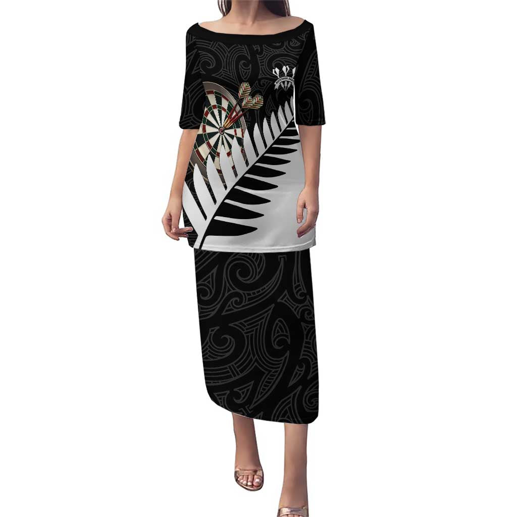 Personalised New Zealand Darts Puletasi Silver Fern Aotearoa Maori Pattern - Polynesian Pride