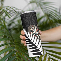 Personalised New Zealand Darts Skinny Tumbler Silver Fern Aotearoa Maori Pattern LT14 - Polynesian Pride