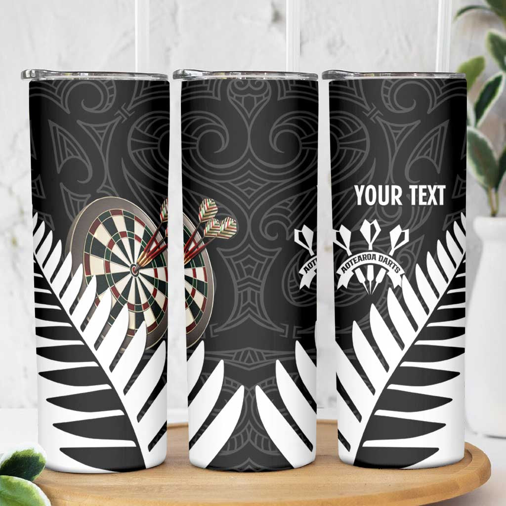 Personalised New Zealand Darts Skinny Tumbler Silver Fern Aotearoa Maori Pattern LT14 - Polynesian Pride