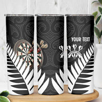 Personalised New Zealand Darts Skinny Tumbler Silver Fern Aotearoa Maori Pattern LT14 - Polynesian Pride