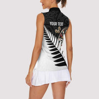 Personalised New Zealand Darts Women Sleeveless Polo Shirt Silver Fern Aotearoa Maori Pattern LT14 - Polynesian Pride
