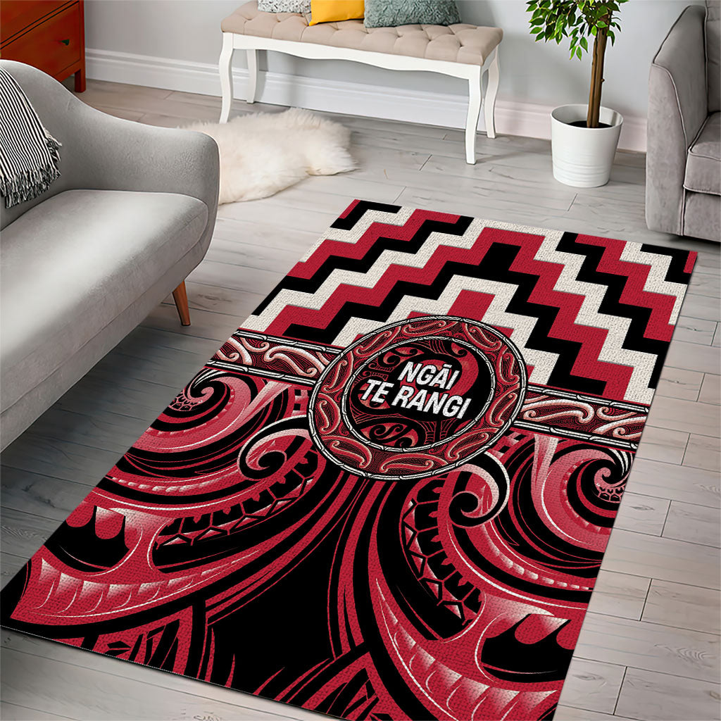 Aotearoa Ngai Te Rangi Area Rug Maori Iwi Poutama Puhoro Tattoo LT14 - Polynesian Pride