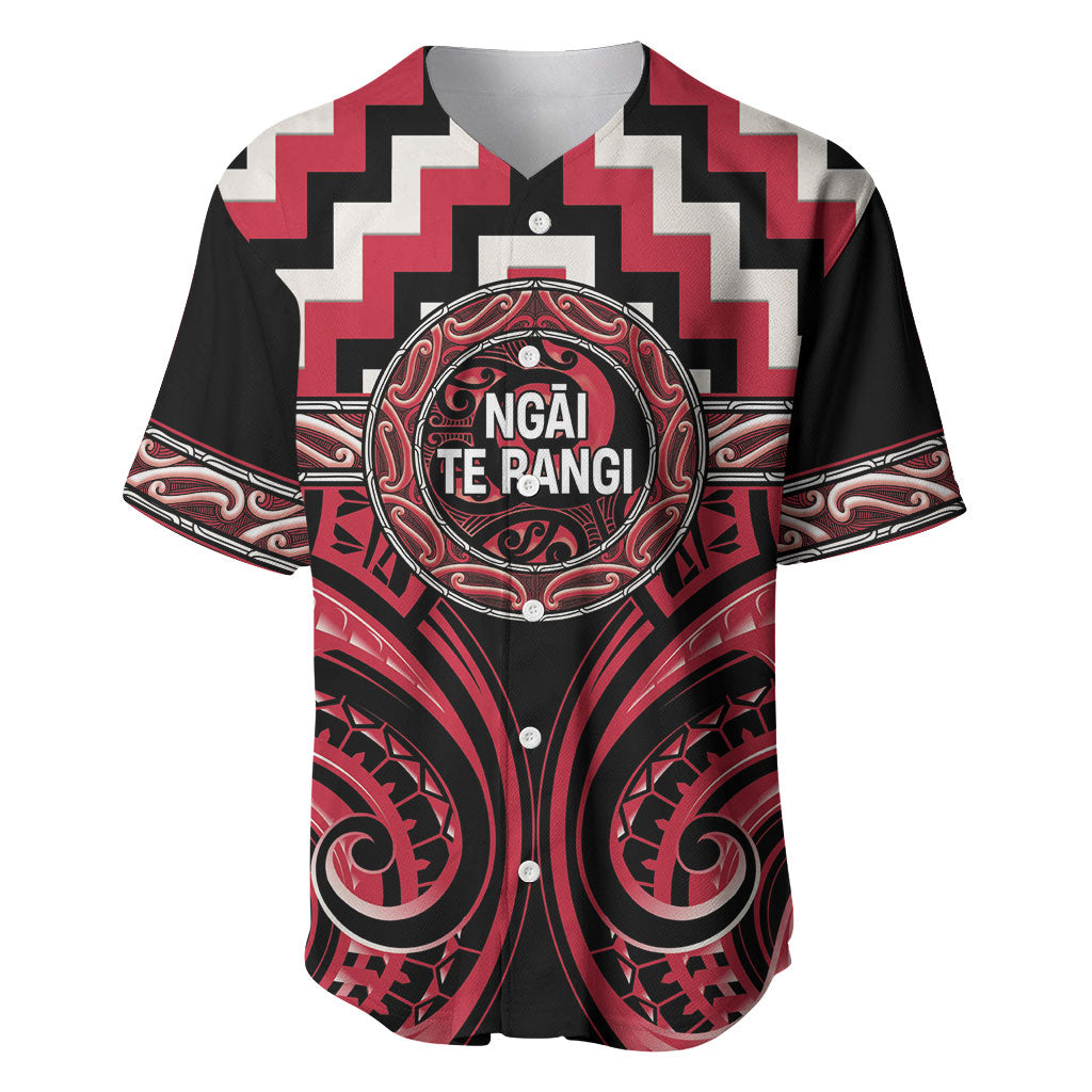Aotearoa Ngai Te Rangi Personalised Baseball Jersey Maori Iwi Poutama Puhoro Tattoo LT14 Red - Polynesian Pride