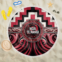 Aotearoa Ngai Te Rangi Beach Blanket Maori Iwi Poutama Puhoro Tattoo LT14 One Size 150cm Red - Polynesian Pride