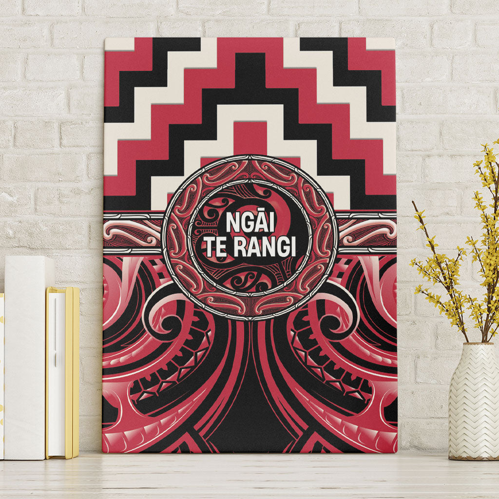 Aotearoa Ngai Te Rangi Canvas Wall Art Maori Iwi Poutama Puhoro Tattoo LT14 Without Frame Red - Polynesian Pride