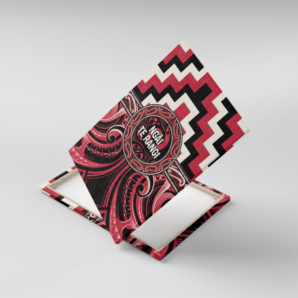 Aotearoa Ngai Te Rangi Canvas Wall Art Maori Iwi Poutama Puhoro Tattoo LT14 With Frame Red - Polynesian Pride