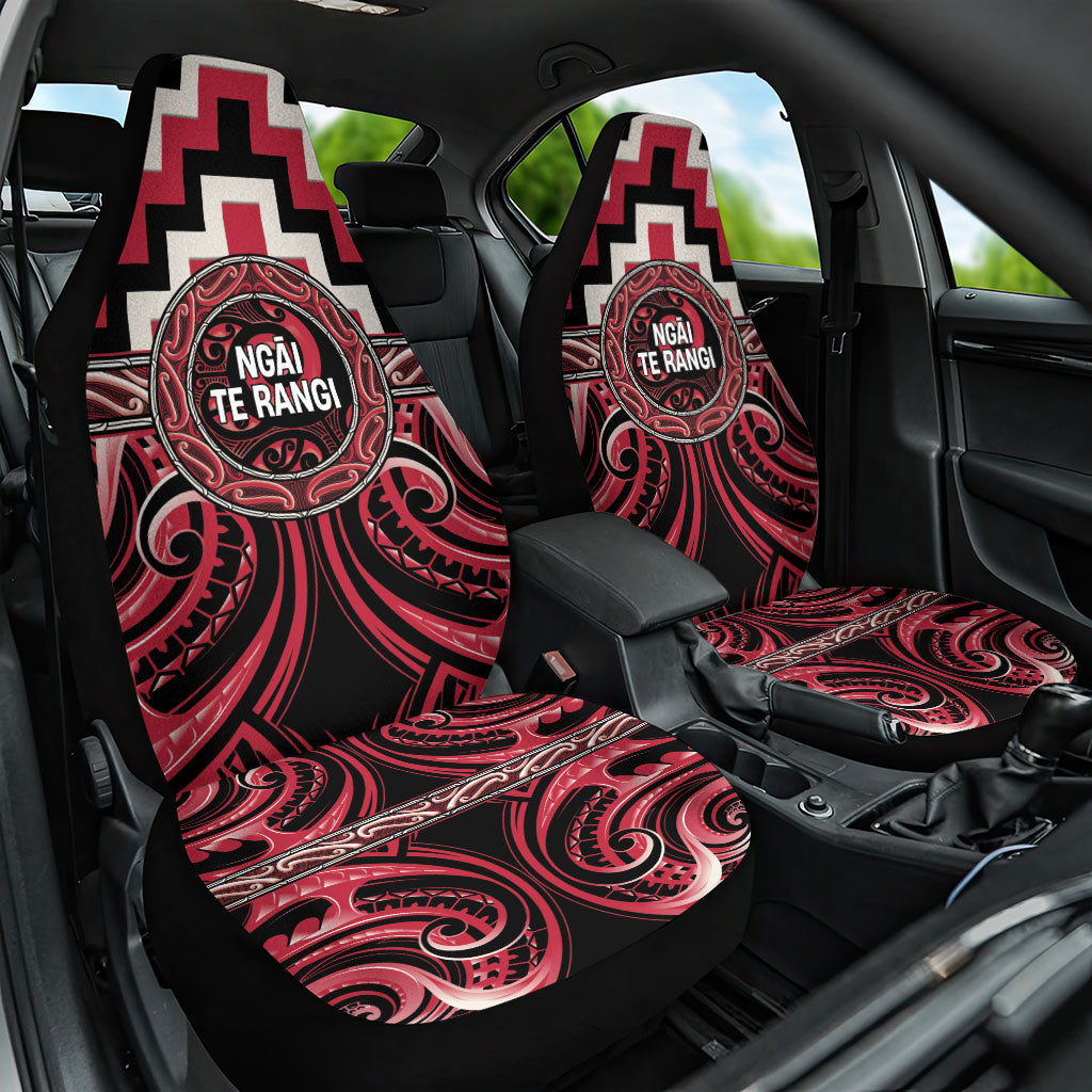 Aotearoa Ngai Te Rangi Car Seat Cover Maori Iwi Poutama Puhoro Tattoo LT14 One Size Red - Polynesian Pride