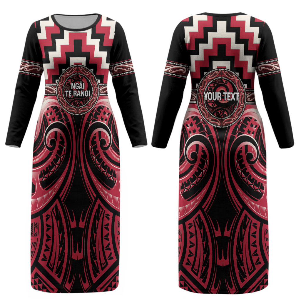 Aotearoa Ngai Te Rangi Personalised Couples Matching Long Sleeve Bodycon Dress and Long Sleeve Button Shirt Maori Iwi Poutama Puhoro Tattoo LT14 - Polynesian Pride