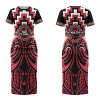 Aotearoa Ngai Te Rangi Personalised Couples Matching Short Sleeve Bodycon Dress and Long Sleeve Button Shirt Maori Iwi Poutama Puhoro Tattoo LT14 - Polynesian Pride