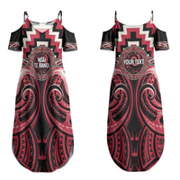 Aotearoa Ngai Te Rangi Personalised Couples Matching Summer Maxi Dress and Long Sleeve Button Shirt Maori Iwi Poutama Puhoro Tattoo LT14 - Polynesian Pride