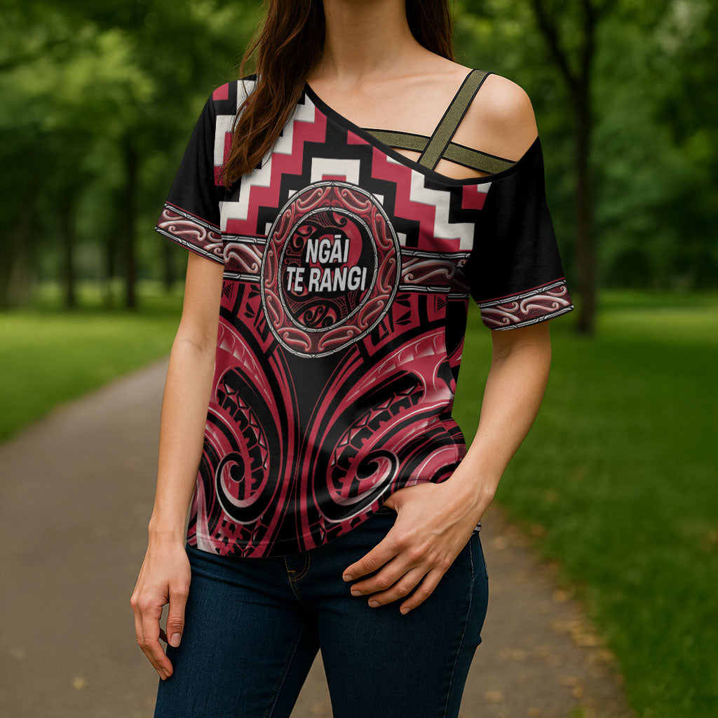 Aotearoa Ngai Te Rangi Personalised Cross Shoulder Shirt Maori Iwi Poutama Puhoro Tattoo LT14 - Polynesian Pride