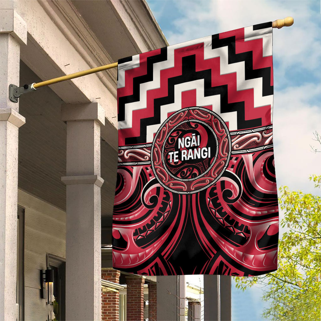 Aotearoa Ngai Te Rangi Garden Flag Maori Iwi Poutama Puhoro Tattoo LT14 House Flag Red - Polynesian Pride