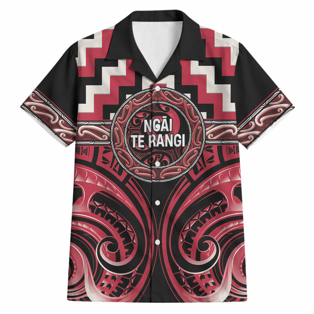 Aotearoa Ngai Te Rangi Personalised Hawaiian Shirt Maori Iwi Poutama Puhoro Tattoo LT14 Red - Polynesian Pride