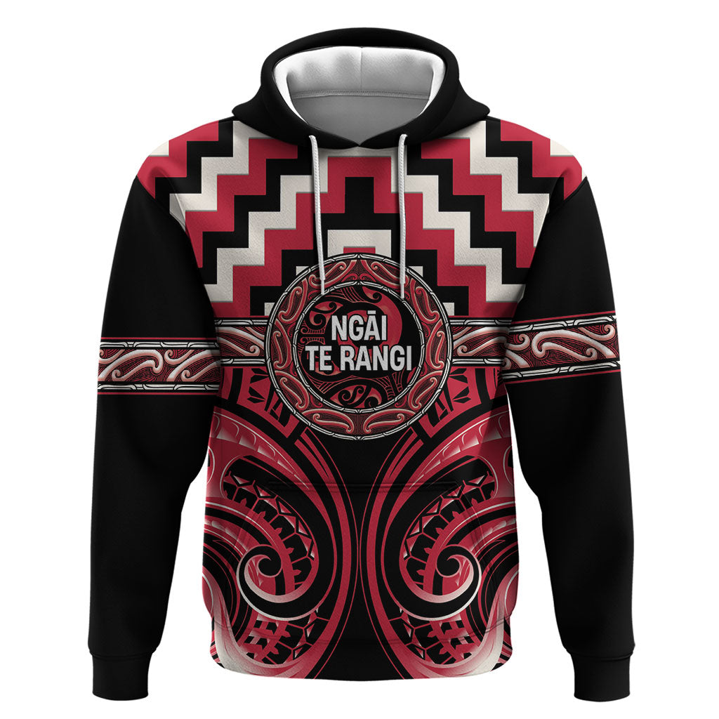 Aotearoa Ngai Te Rangi Personalised Hoodie Maori Iwi Poutama Puhoro Tattoo LT14 Pullover Hoodie Red - Polynesian Pride