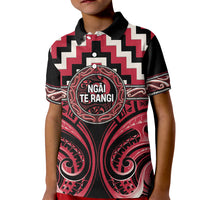 Aotearoa Ngai Te Rangi Personalised Kid Polo Shirt Maori Iwi Poutama Puhoro Tattoo LT14 Kid Red - Polynesian Pride