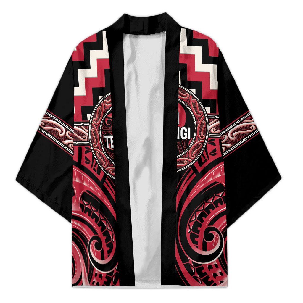 Aotearoa Ngai Te Rangi Personalised Kimono Maori Iwi Poutama Puhoro Tattoo LT14 Unisex Red - Polynesian Pride