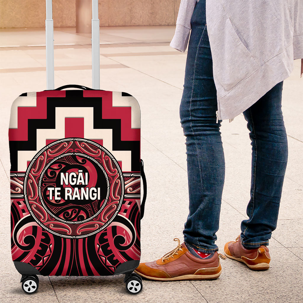 Aotearoa Ngai Te Rangi Luggage Cover Maori Iwi Poutama Puhoro Tattoo LT14 Red - Polynesian Pride