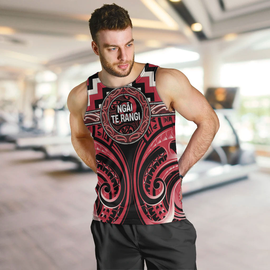 Aotearoa Ngai Te Rangi Personalised Men Tank Top Maori Iwi Poutama Puhoro Tattoo LT14 Red - Polynesian Pride