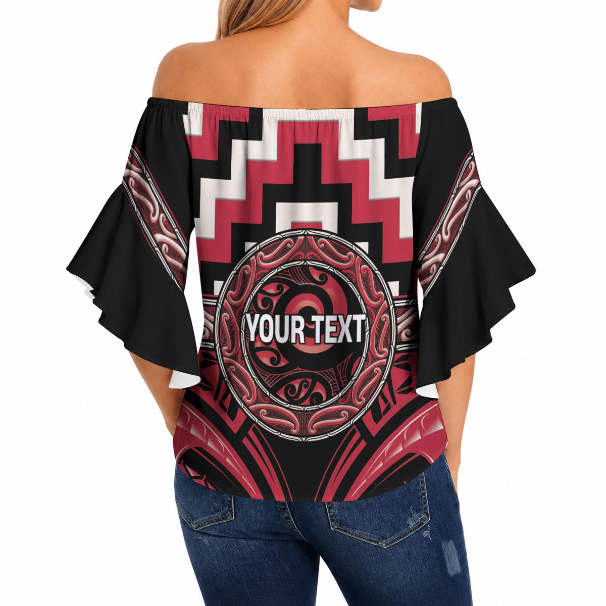 Aotearoa Ngai Te Rangi Personalised Off Shoulder Wrap Waist Top Maori Iwi Poutama Puhoro Tattoo LT14 - Polynesian Pride