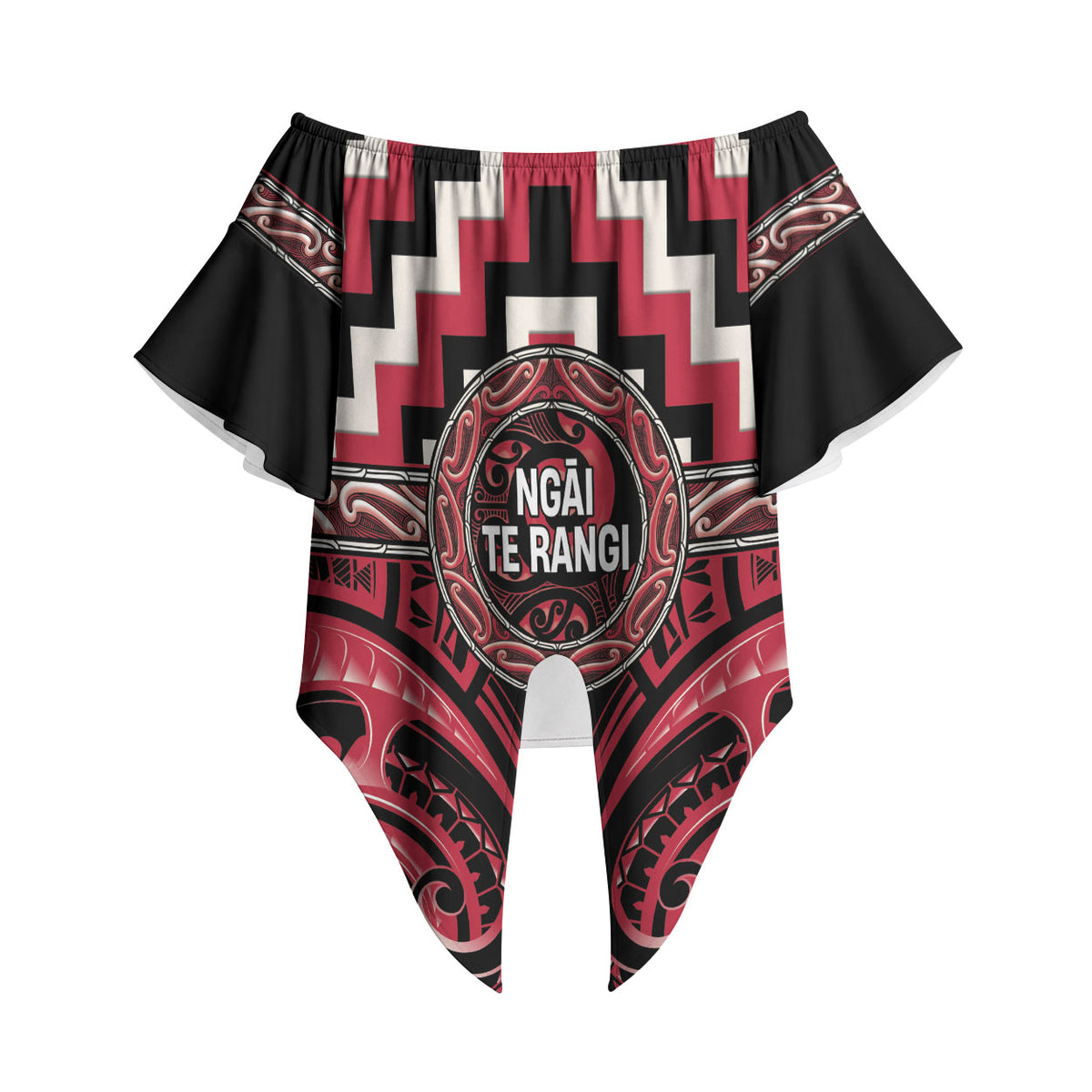 Aotearoa Ngai Te Rangi Personalised Off Shoulder Wrap Waist Top Maori Iwi Poutama Puhoro Tattoo LT14 - Polynesian Pride