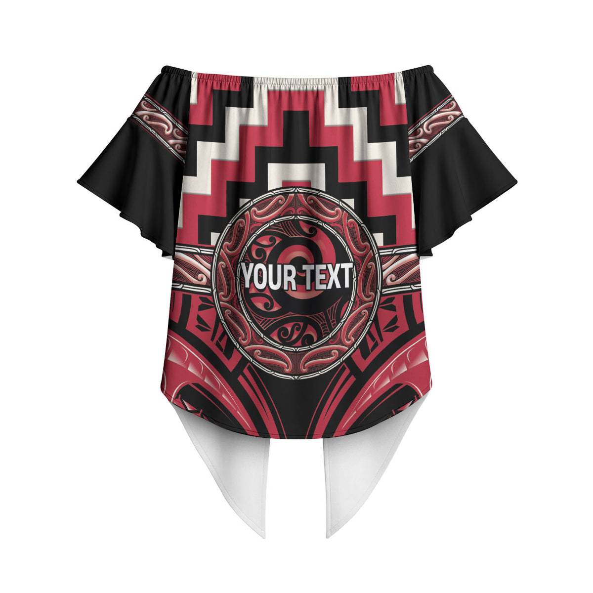 Aotearoa Ngai Te Rangi Personalised Off Shoulder Wrap Waist Top Maori Iwi Poutama Puhoro Tattoo LT14 - Polynesian Pride