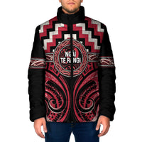 Aotearoa Ngai Te Rangi Personalised Padded Jacket Maori Iwi Poutama Puhoro Tattoo LT14 Men Red - Polynesian Pride