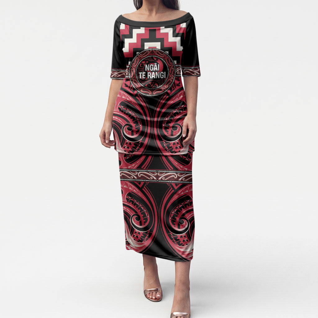 Aotearoa Ngai Te Rangi Personalised Puletasi Maori Iwi Poutama Puhoro Tattoo LT14 Long Dress Red - Polynesian Pride